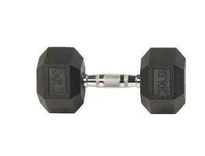 Rubber Encased Hex Dumbbell, Anti-Roll, Black, 30 lb, Assembled Product Weight, Single