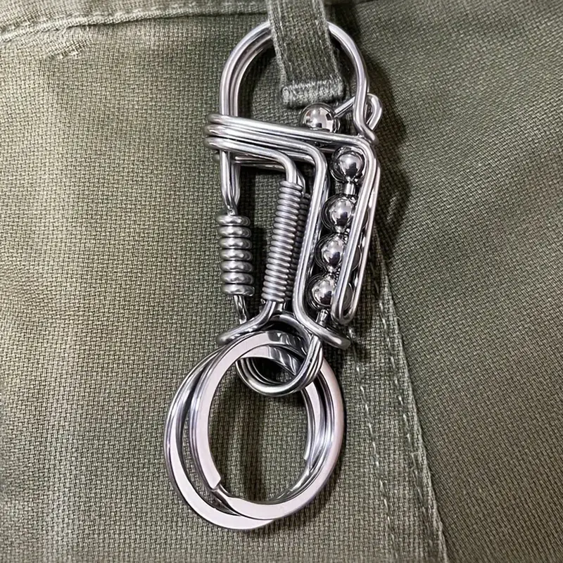 1pc Stainless Steel Handicraft Key Buckle for Men, Engraved Matte Bead Trinket Car Keyring, Mechanical Style Keychain, Fashionable Alloy Keychain, Christmas and Valentine's Day gifts for men Father's Day Present, Stylish Keychain, Keyrings for Keys