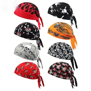 2 Pack / 8 Pack Do Rag Skull Caps , Sweat Wicking Doo Rags Cooling Helmet Liner, Breathable Skull Print Bandana Head Wrap for Motorcycle Cycling Riding Outdoor Sports