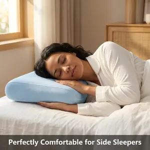 Deep Sleep Pillow Pro AdaptFit Body-Contouring Memory Foam for Side & Back Sleepers Slow Rebound Breathable Blue Washable Cover Mother's Day Gift