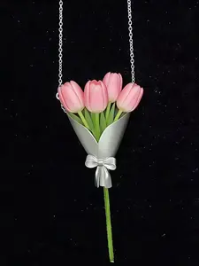 Romantic Flower Bouquet Necklace Without Flowers, Elegant Gift Jewelry for Mother, Family, All Seasons, Copper Chain, No Choking Hazard