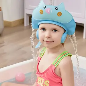Adjustable Baby Shower Cap with Cute Pig Ears Design, Soft Non-Toxic Silicone Bath Hat, Safe Fun Baby Bath Accessories, High-Quality Construction, Head Sizes, Water Splash, Secure Fit