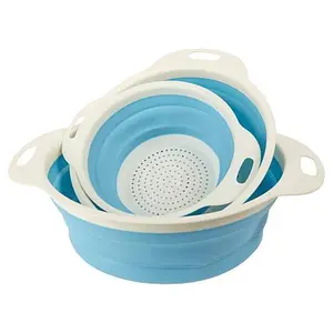 Joy Mangano Joy Eat Cleaner 3-piece Collapsible Antimicrobial Colander Set