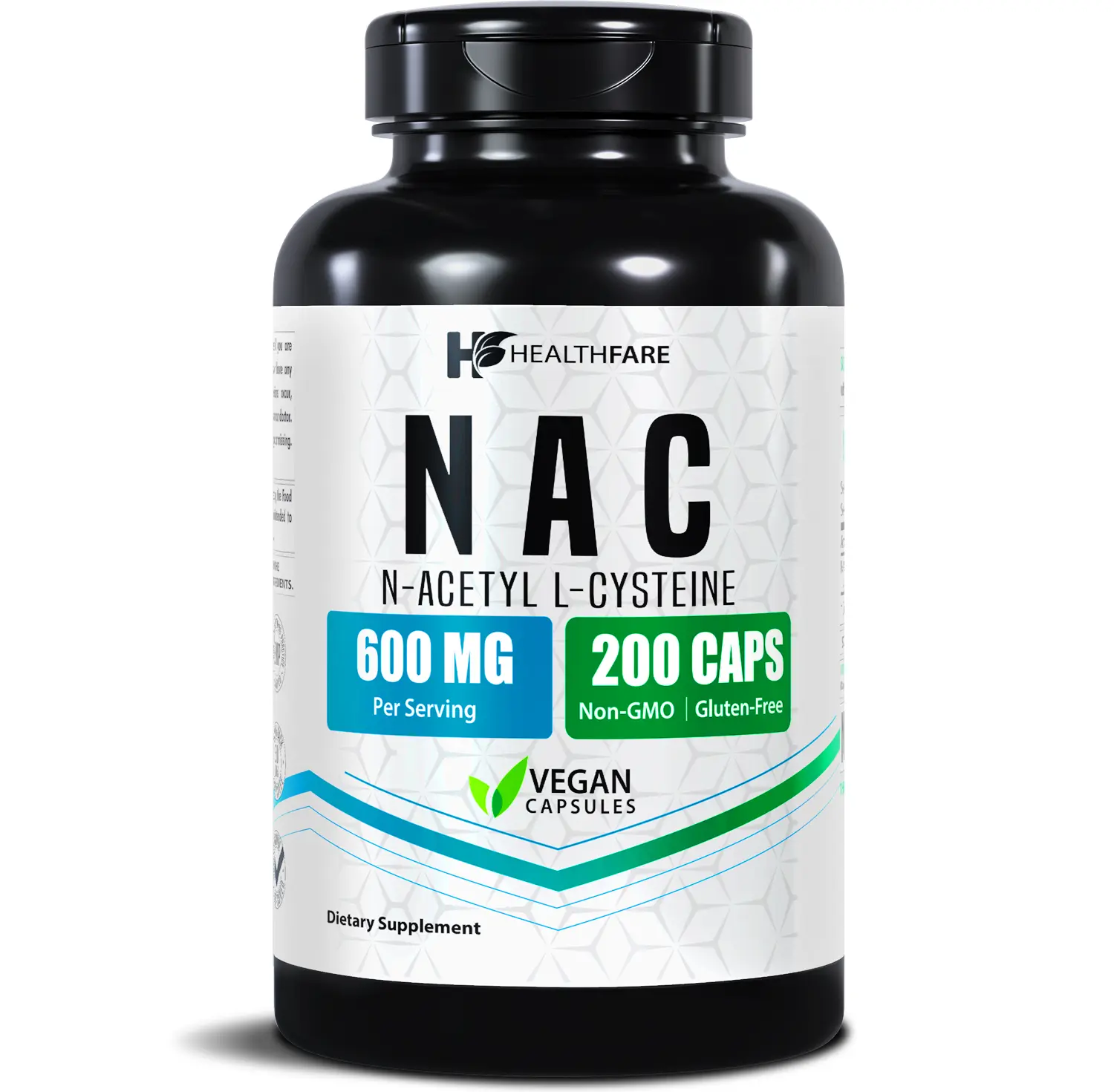 HealthFare NAC N-Acetyl L-Cysteine Supplement | 600mg High Potency | 200 Vegan Capsules | Respiratory & Antioxidant Support, Cellular Energy & Liver Support | Non-GMO, Gluten-Free, Made in USA