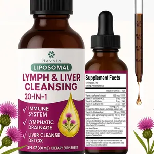 Strongest ''Lymph-Liver'' Cleanse Detox, Liposomal Organic Milk Thistle, Echinacea, Artichoke Lymphatic Drainage & Liver Repair Supplement with All Vitamins, 2 Fl.Oz