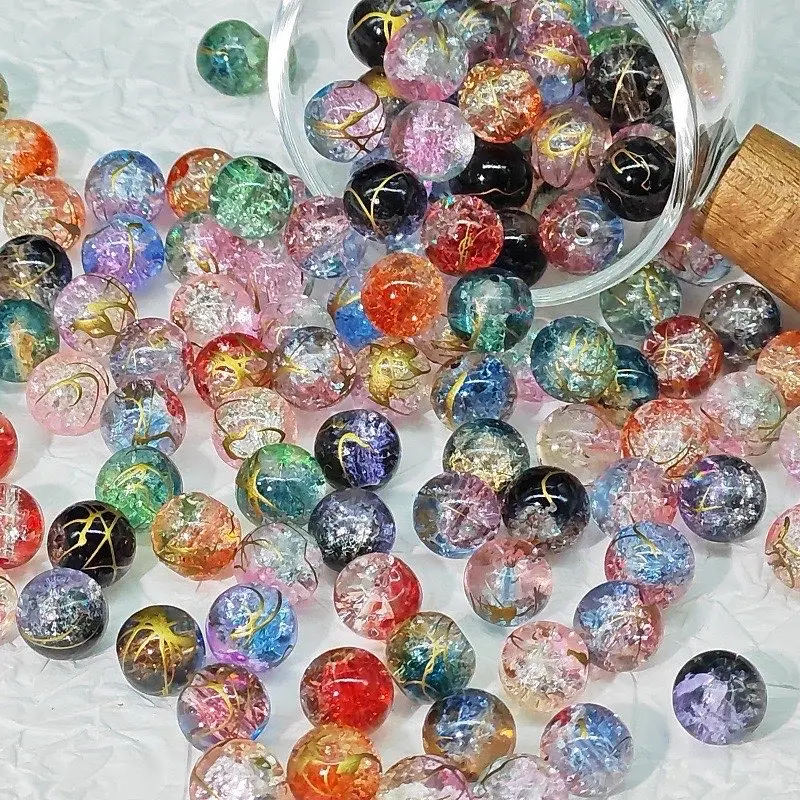 【A003】DIY 10mm 100pcs porcelain Glass  round beads Great for Jewelry Making bracelet kit Beaded Mesh Bangle Charms, Bead Art Kit, Diy Bling Set