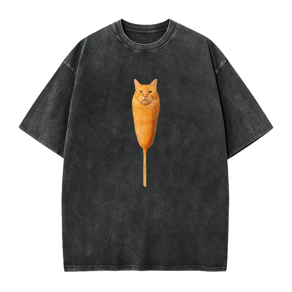 Corndog Cat Meme T Shirt Mens All Weather Comfortable Soft Short Sleeved Shirt Fun Short Sleeved Shirt Cotton Fabric