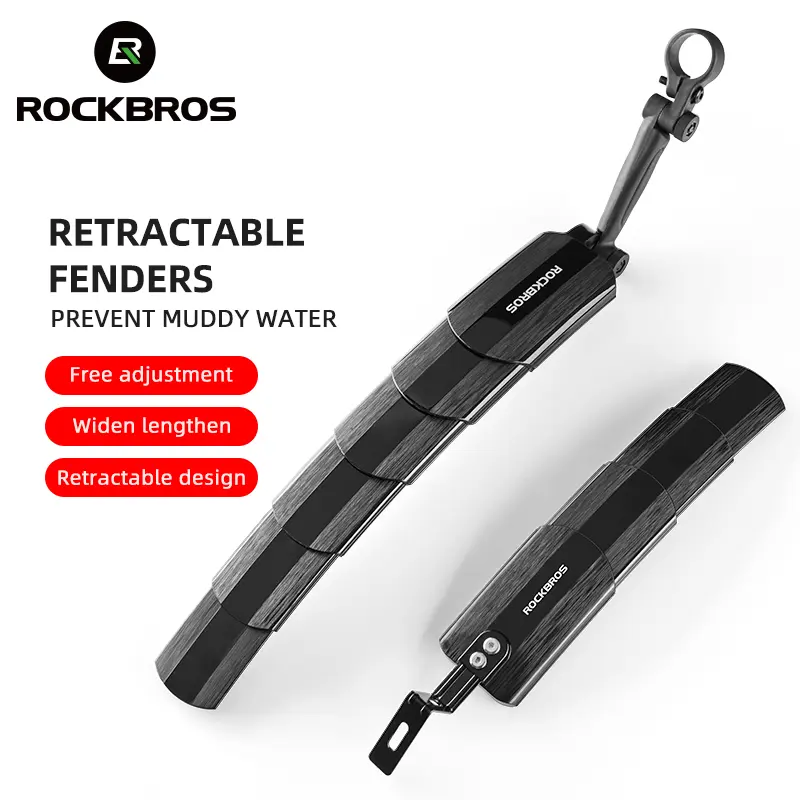 ROCKBROS Retractable Bike Fender Set, Functional Front & Rear Mud Guard with Widened Design, Durable PA Plastic for All-Weather Road & Mountain Biking