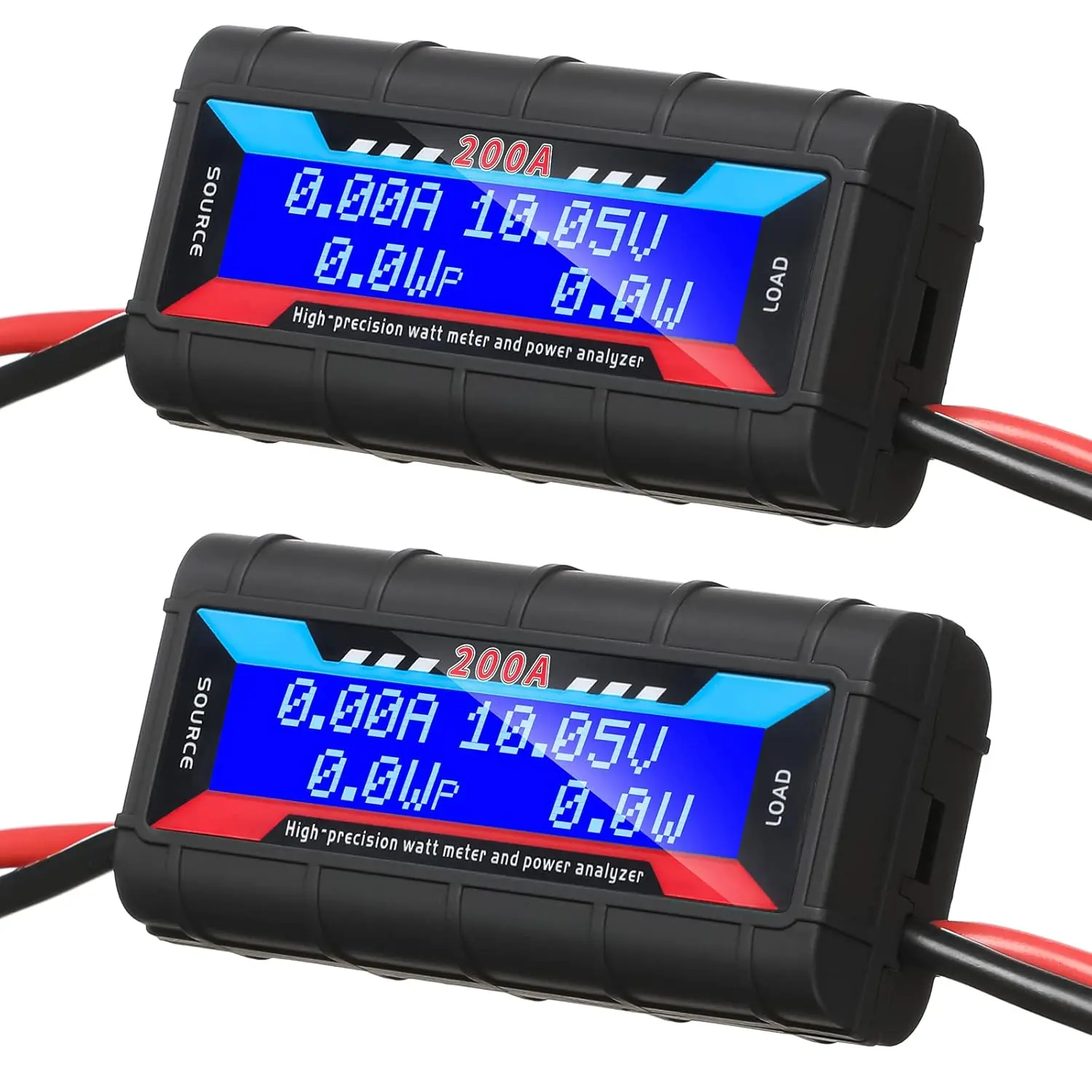 2 Pcs 200A High Precision Watt Meter Power Analyzer Battery Consumption Performance Monitor Amp Meter Monitor with Backlight Digital LCD Screen for RC Solar Voltage Current Power (60V), Solar Panel System, Digital Meter