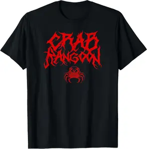 CRAB RANGOON Funny Chinese Food Heavy Metal Band Goth Cursed Summer Casual Shortsleeve Cotton T-Shirt