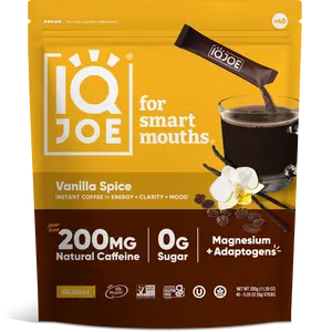IQJOE Vanilla Spice (40 Sticks) -  Instant Mushroom Coffee Packets with Lion’s Mane - Sugar Free, Keto, Vegan Clarity and Mood Enhancing Coffee