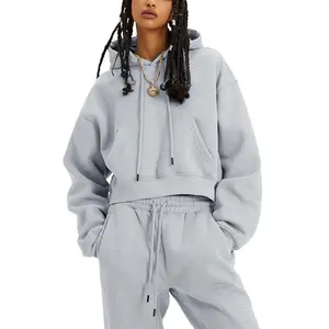 Women's 2 Piece Outfits Lounge Sweatsuits Crop Pullover Fleece Jogger Pants Set