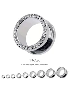 1pc Full Inset Ear Tunnel Plugs and Gauges, Flesh Piercing Expander Plug Earring, Body Jewelry for Women, Unique Design, Durable Material