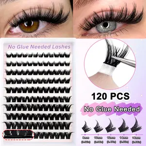 120 Pcs Self-Adhesive False Eyelashes, Mixed Lengths 8-16mm, D Curl, Voluminous, Dense, Cat Eye, Anime, Cosplay, Travel Friendly, Gift Idea, DIY Makeup Lashes