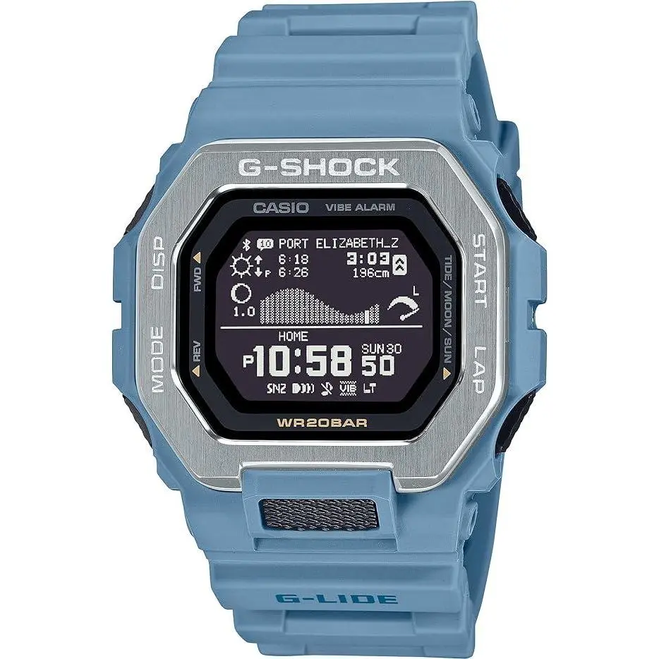 CASIO G-Shock G-Lide GBX100-2A Men's Sport digital led wrist watches with Stainless Steel Bezel, bluetooth sync, Tide Graph, and 4 daily alarms for male wear, Mobile Link