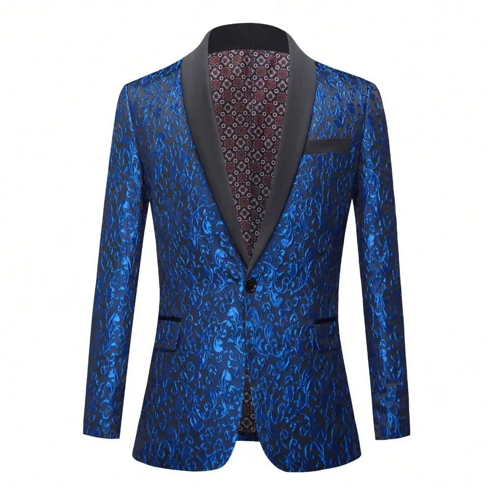 Men's Glitter Dinner Blazer, a Single-Breasted Solid Color Jacket for Parties, Weddings, and Proms, Sequin, Menswear, Pocket, Shiny