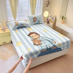 Curious George Children's Bedding Set (1 Fitted Sheet, 1/2 Pillowcases, Without Filling) Suitable For Children Of All Ages, A Versatile And Heartwarming Gift For Birthdays, Holidays, Or Everyday Occasions, Bedsheet Sets