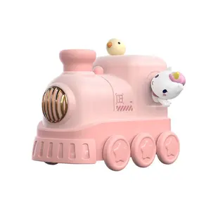 Desktop Pet Humidifier, Portable Train Shaped Mist Diffuser with 7-Color Night Light for Kids