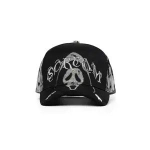 Barbas Hats “Scream” Premium Streetwear Snapback – Black Adjustable Unisex Hat for Men & Women Featuring Gothic Letter Embroidery and Bold Graphic Design Inspired by Modern Urban Fashion