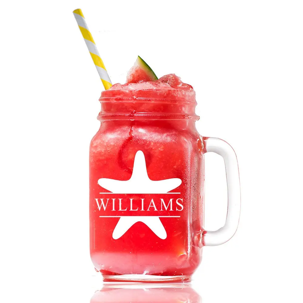 Personalized Mason Jar Glass, Starfish Mason Glass, Split Monogram Mason glass, Personalized Mason Jar Christmas Gift, Engraved Mason Glass