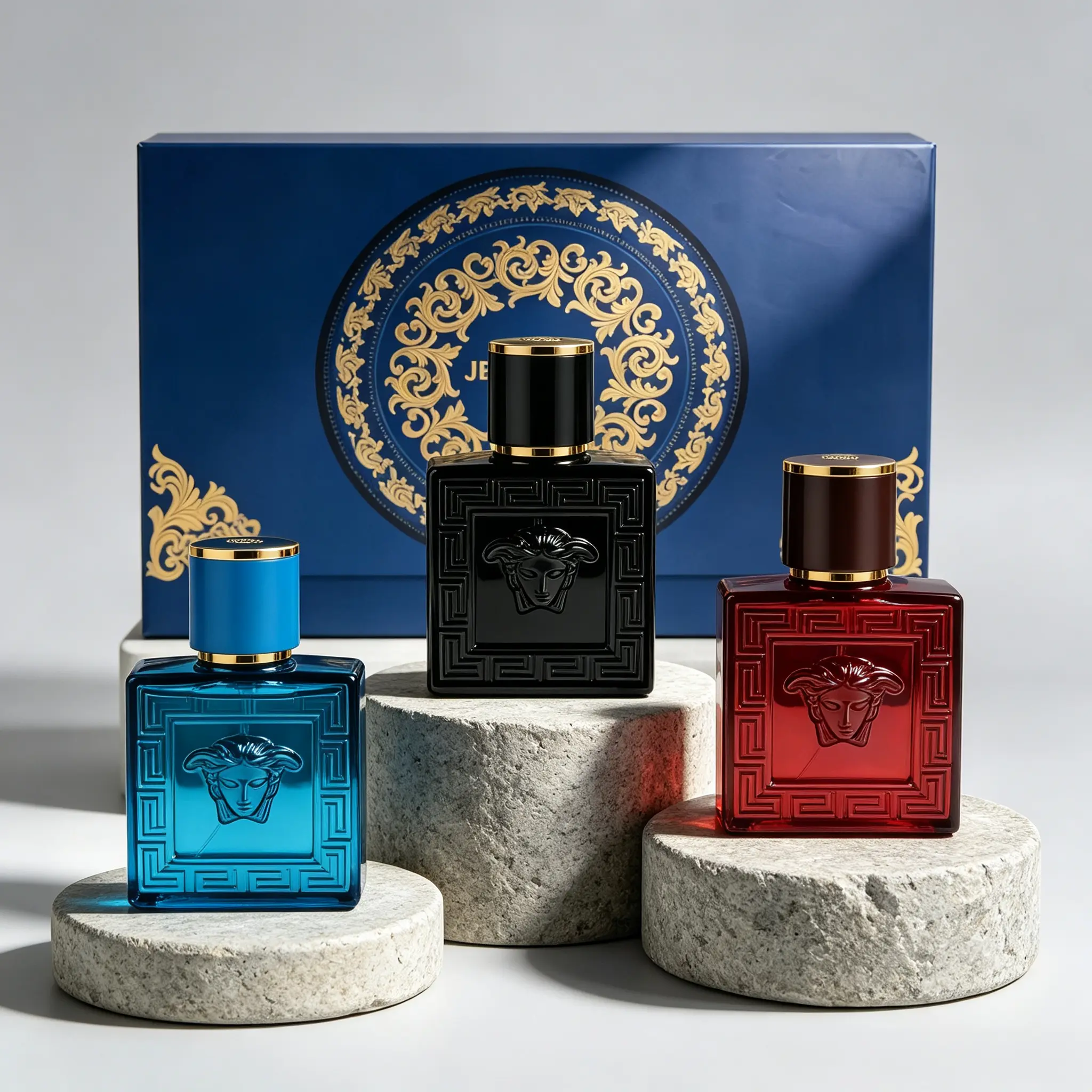 JEAN MISS Eros Series Men's 3-Piece 30ml Travel-Size Eau de Parfum Gift Set, Long-Lasting Aquatic, Woody & Spicy Fragrances, Fresh Summer Cologne for Daily Wear, Dates, Parties & Travel, Ideal Luxury Gift for Him ensemble