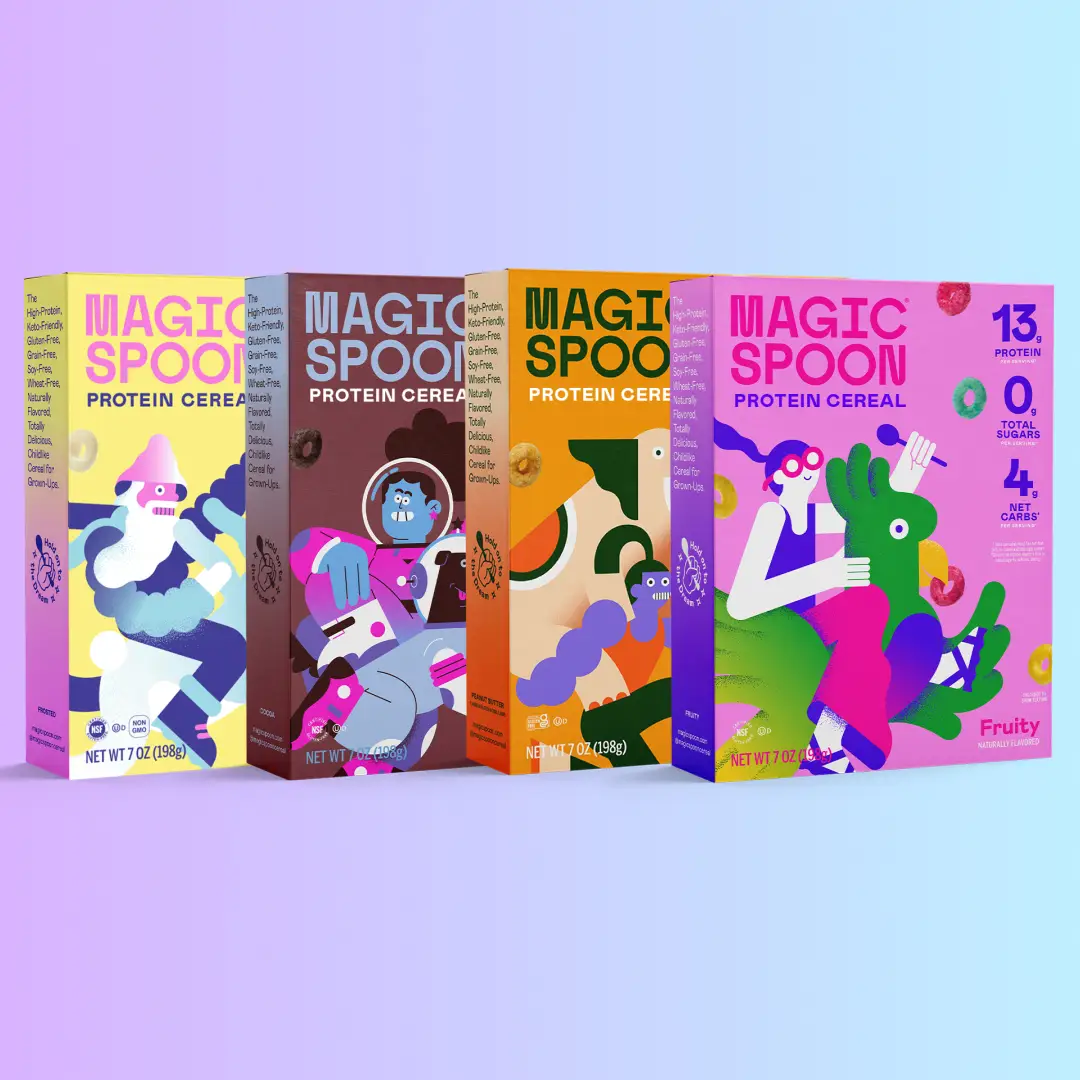 Magic Spoon Protein Cereal Variety Pack of 4, Fruity, Peanut Butter, Cocoa & Frosted Flavors, High Protein, Low Sugar, Keto-Friendly Breakfast Cereal
