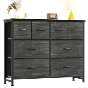 A spacious storage rack with 8 fabric drawers suitable for a cloakroom, a TV cabinet with a wooden tabletop and frame