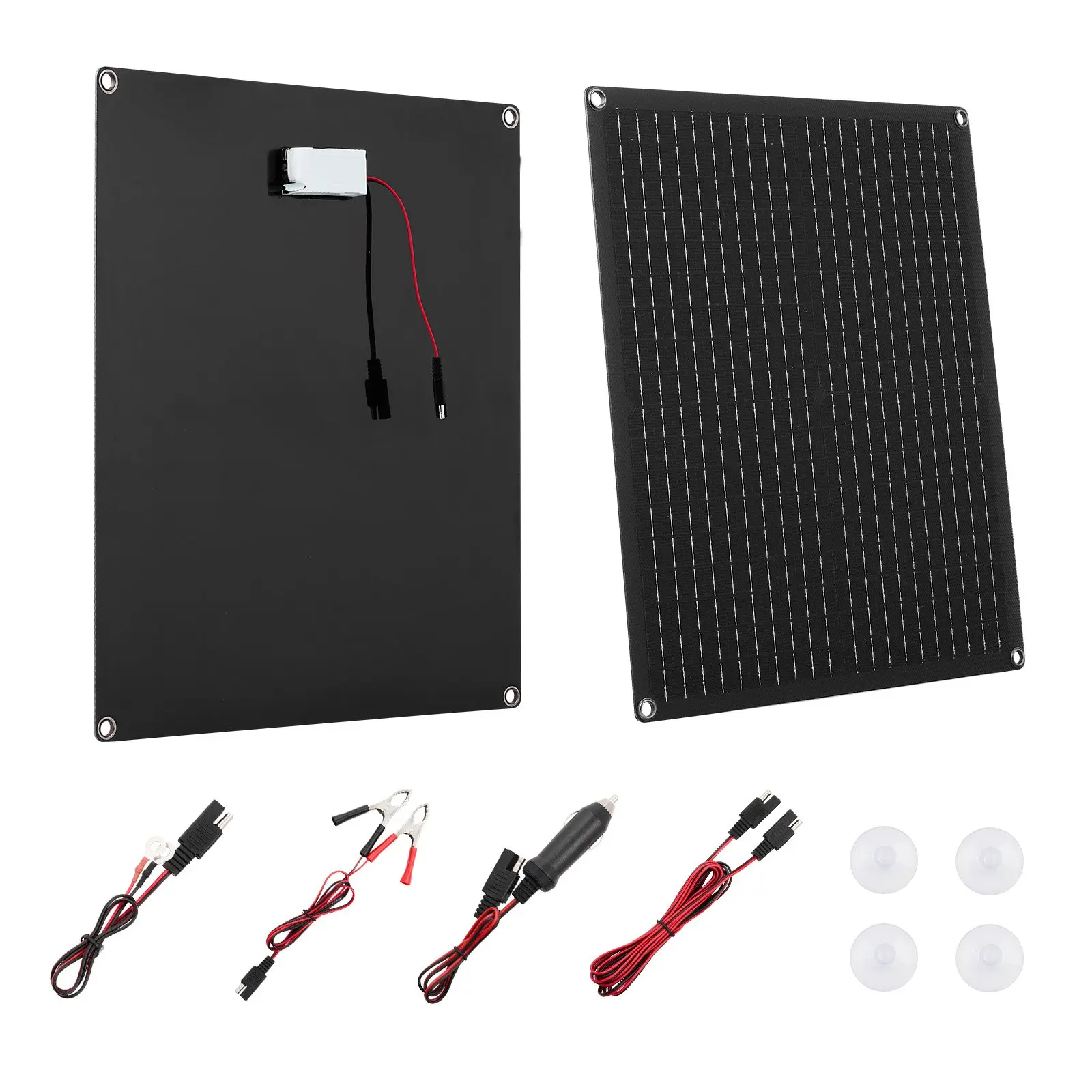 【Summerfinds】VEVOR 30W 12V Solar Panel Battery Charger - Built-in Smart Controller, 3 Cables, Alligator Clips, IP67 Waterproof Portable Trickle Maintainer - For Vehicle, RV, Boat - Extension Cord Compatible Tools & Hardware Hand Tool Accessory