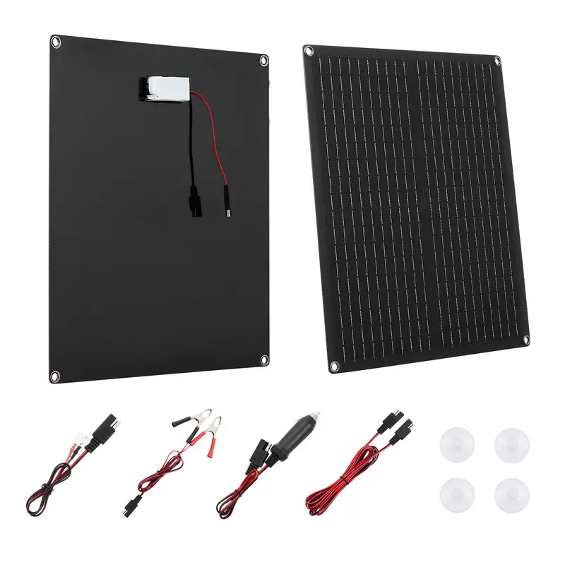【Summerfinds】VEVOR 30W 12V Solar Panel Battery Charger - Built-in Smart Controller, 3 Cables, Alligator Clips, IP67 Waterproof Portable Trickle Maintainer - For Vehicle, RV, Boat - Extension Cord Compatible Tools & Hardware Hand Tool Accessory, Automotive