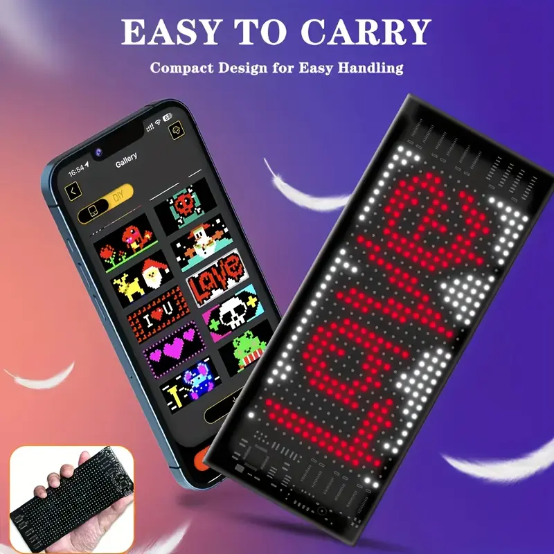 Flexible RGB Programmable LED Matrix Panel - Bluetooth App-Controlled Rolling Text Billboard Sign, Foldable Custom Soft LED Display for Bar Advertising, Home Decor