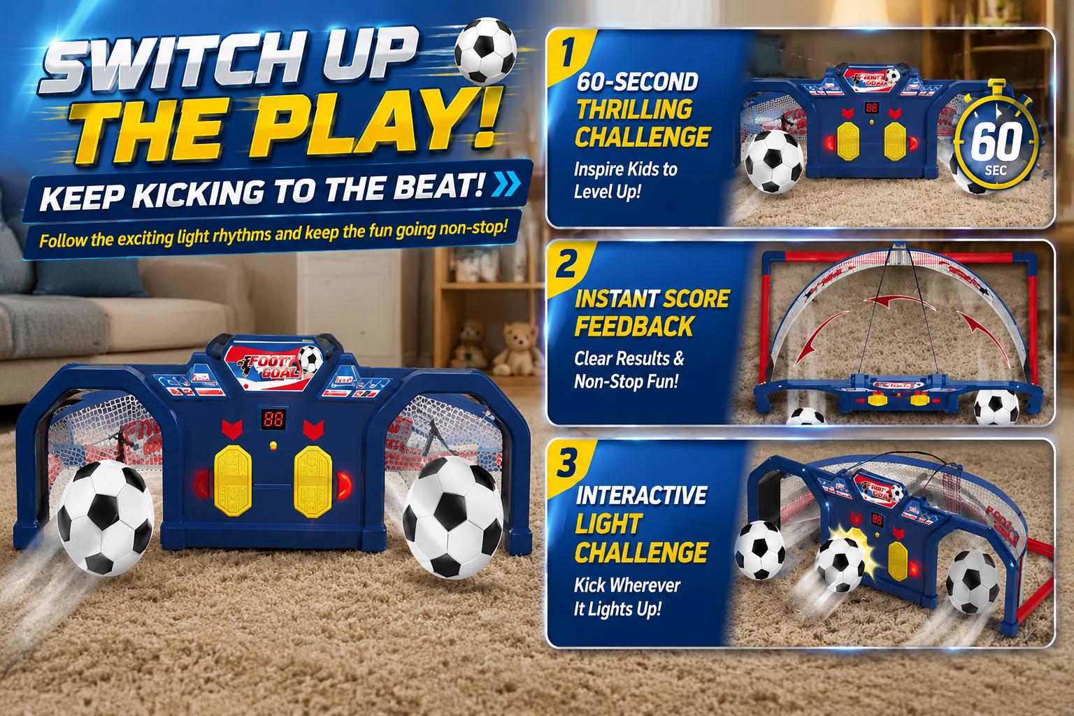Smart Soccer Trainer Ball Kit - Electronic Scoring System, Reaction Light Challenge, Official Match Ball Toy for Building Real Soccer Skills, Unisex All Seasons Family Fun, Birthday/Christmas Gifts