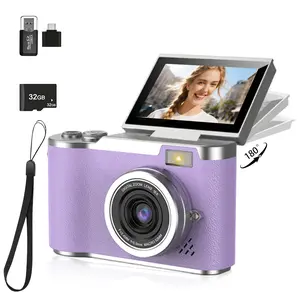 Portable Digital Camera, Student Camera, Pocket Camera, 180° Degree Flip Screen Camera For Students, Entry-Level Digital Camera With 32GB Memory Card, Video, Photography,  Christmas Thanksgiving New Year Gift