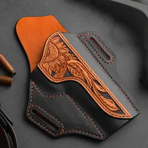 1911 leather holster, OWB mount, hand-carved, suitable for personal carry, outdoor patrol, and tool protection.