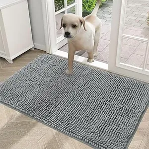 Dog Door Mat for Muddy Paws, Absorbs Moisture & Dirt, Non-Slip Washable , Mud Mat for Dogs, Entry Indoor Door Mat for Inside Floor(30x20 Inches, Grey)