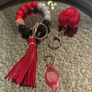 Red gray safety keychains