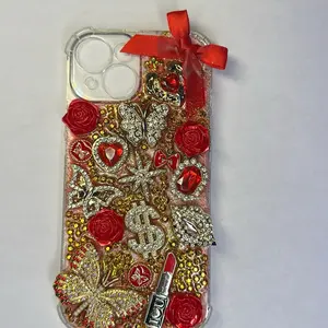 Red and Gold Themed iPhone 16 Case with Stars and Crosses Design Gold Material for Stylish Protection Customized for Daily Use