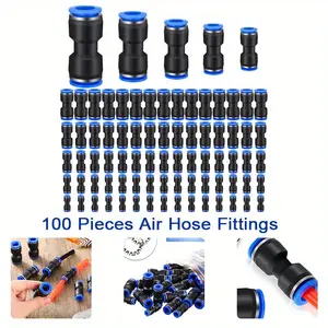 100pcs Air Hose Fittings Pneumatic straight through quick plug air tube connector PU4/6/8/10/12mm plastic two-way coupling