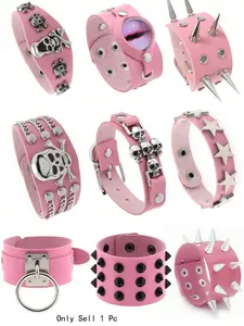 Punk Skull Rivet Bracelet Bangle for Women, Punk Style Jewelry, Creative Halloween Party Jewelry, Perfect Gift for Rock Concerts & Daily Wear