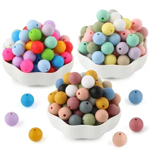 Silicone Beads Kit, Bead Assortment, 50pcs/set 15mm Silicone Beads, DIY Beading Supplies for Keychain and Necklace Making, Jewelry, DIY Jewelry Decoration Crafts