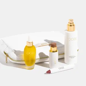 Ogee Dew Kit - 4-Piece Daily Set for Dewy Skin - Luminous Face Mist, Jojoba Glow Oil, Sculpted Face Stick & Lip Oil - Hydrating & Organic Blend