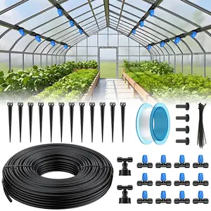 50ft Mist Drip Irrigation Kit - Quick-Connect Drip Irrigation System with 1/4" Tubing, Adjustable Misting Nozzles & Drip Irrigation Parts for Greenhouse, Lawn, Patio and Raised Beds