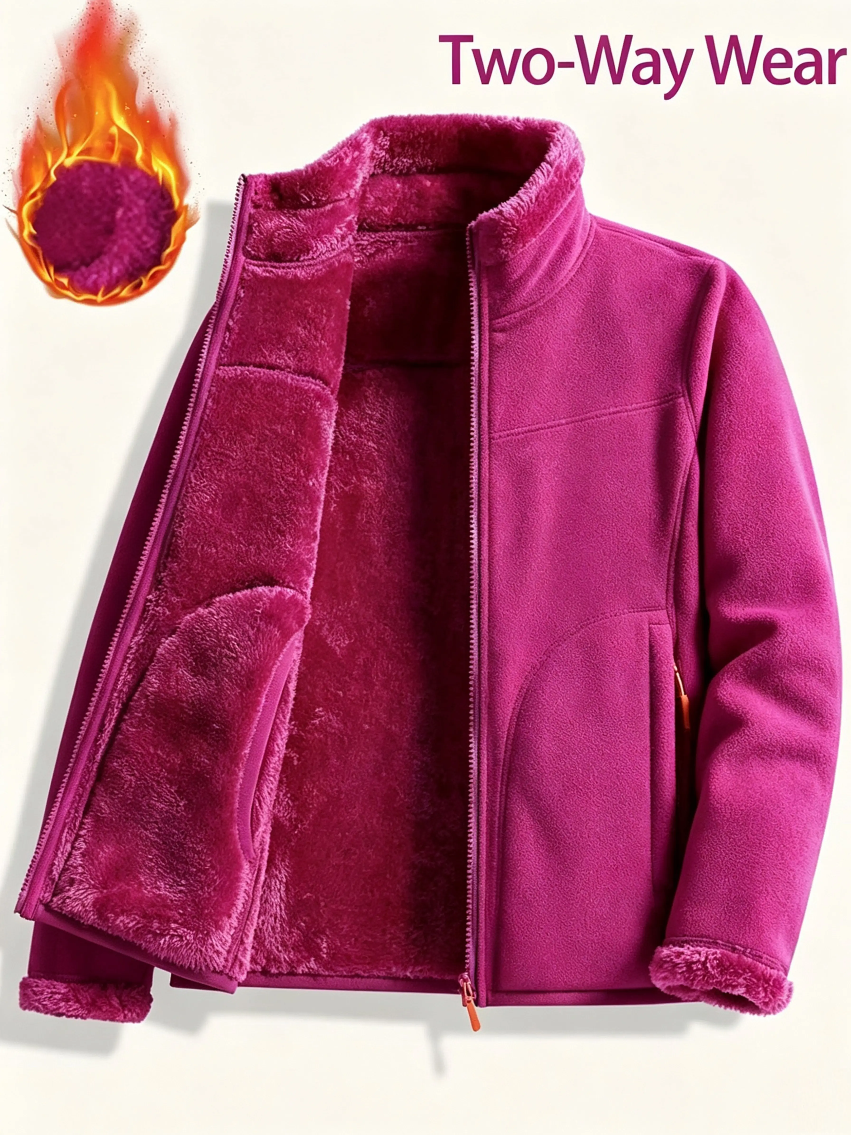 Clean Gent Women’s Ultra-Soft Fleece Sports Jacket — Warm Stand-Collar Outerwear for Autumn/Winter, Casual Everyday Wear, Stylish Cut and Comfortable Thermal Design
