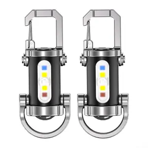 2-Pack USB Rechargeable Keychain LED Flashlights, 1200 Lumens High Lumens Lightweight Waterproof Multifunctional EDC Flashlights with Power Bank Function, IPX4 Mini Work Lights for Emergency Tool Kits (Includes Data Cable), Led Flashlight, High Lumens Fla