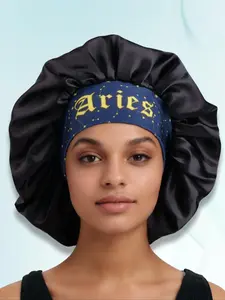 Constellation Print Satin Night Sleep Bonnet, Wide Band Sleep Adjustable Satin Bonnet, Soft Silk Touch Sleeping Bonnet Cap, Make Up Washing Face Daily Use Bonnet Cap, Haircare, Elastic Hair Bonnet