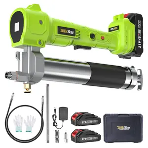 Electric Grease Gun Tool, TaskStar 10000 PSI Cordless Grease Gun with 39.4”Flexible Hose,2 Batteries and Charger, Super Bright LED Light, Green Grease Gun for Trucks, Farm Machine