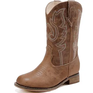 Girls Cowgirl Boots Unisex-Child Mid Calf Embroidered Toddler Cowboy Boot Little Big Kids Western Riding Shoes