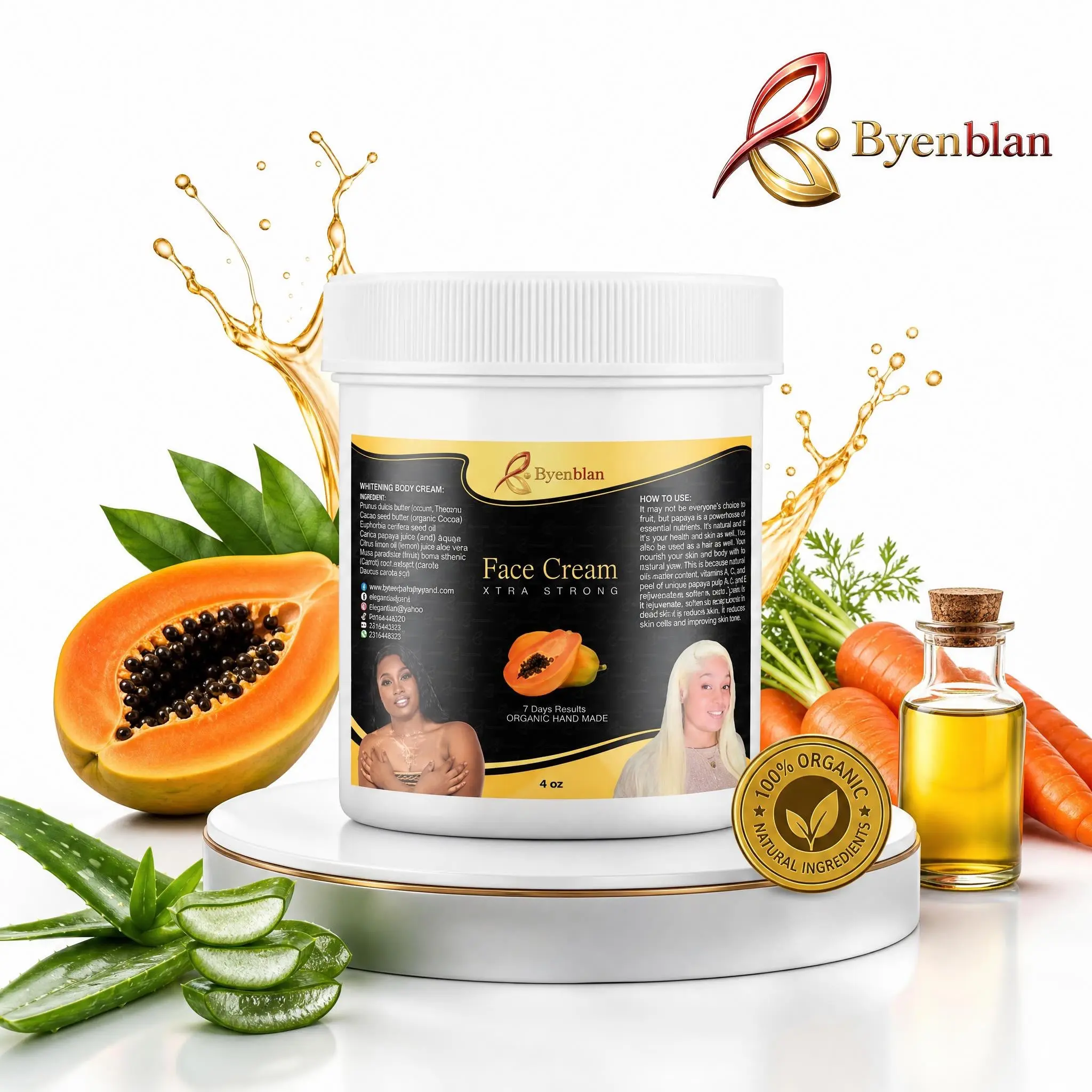 Global-Byenblan Papaya Face Cream, 4 oz X Strong Body Care Moisturize