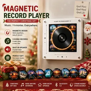 Turn Your Fridge Into a Music Memory Wall – Magnetic Vinyl Music Fridge Magnet Speaker, Swappable Records Aesthetic Gift