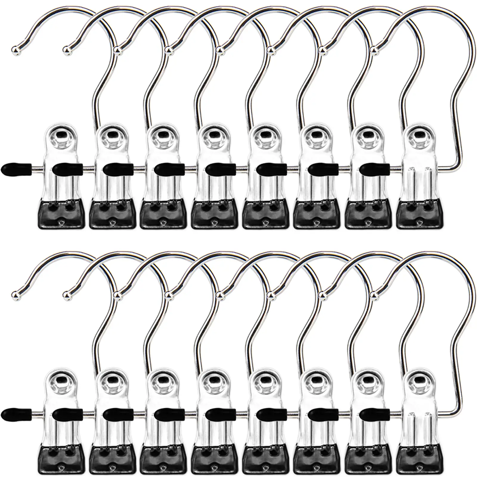 32 Pack Laundry Hooks, Clothes Pins and Hanging Clips Heavy Duty Clothes Hangers for Closet, Pants, Skirts,Socks, Handbags,Wardrobe Organizer