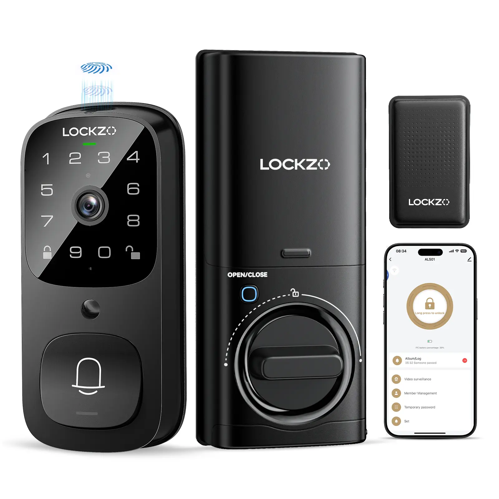 Smart Lock with Camera, 3-in-1 WiFi Doorbell Keyless Entry Door Lock, Deadbolt Lock for Front Door, Fingerprint, Keypad Code, App Control, IP65 Waterproof, BHMA, Support Alexa&Google Assistant,camping essentials,techvibes